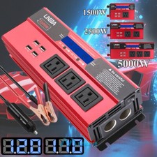 5000W LCD Car Power Inverter 12V 24V to 110V 3AC 4USB Sine Wave Solar Converter
