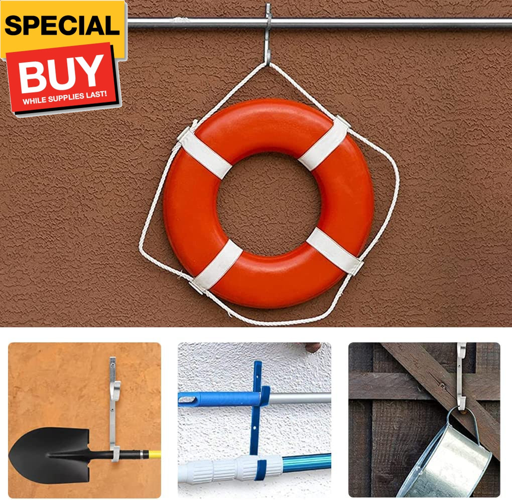 Swimming Pool Aluminum Pole Hanger Set, Blue, 2-Pack (4 Hooks), for Telescoping 