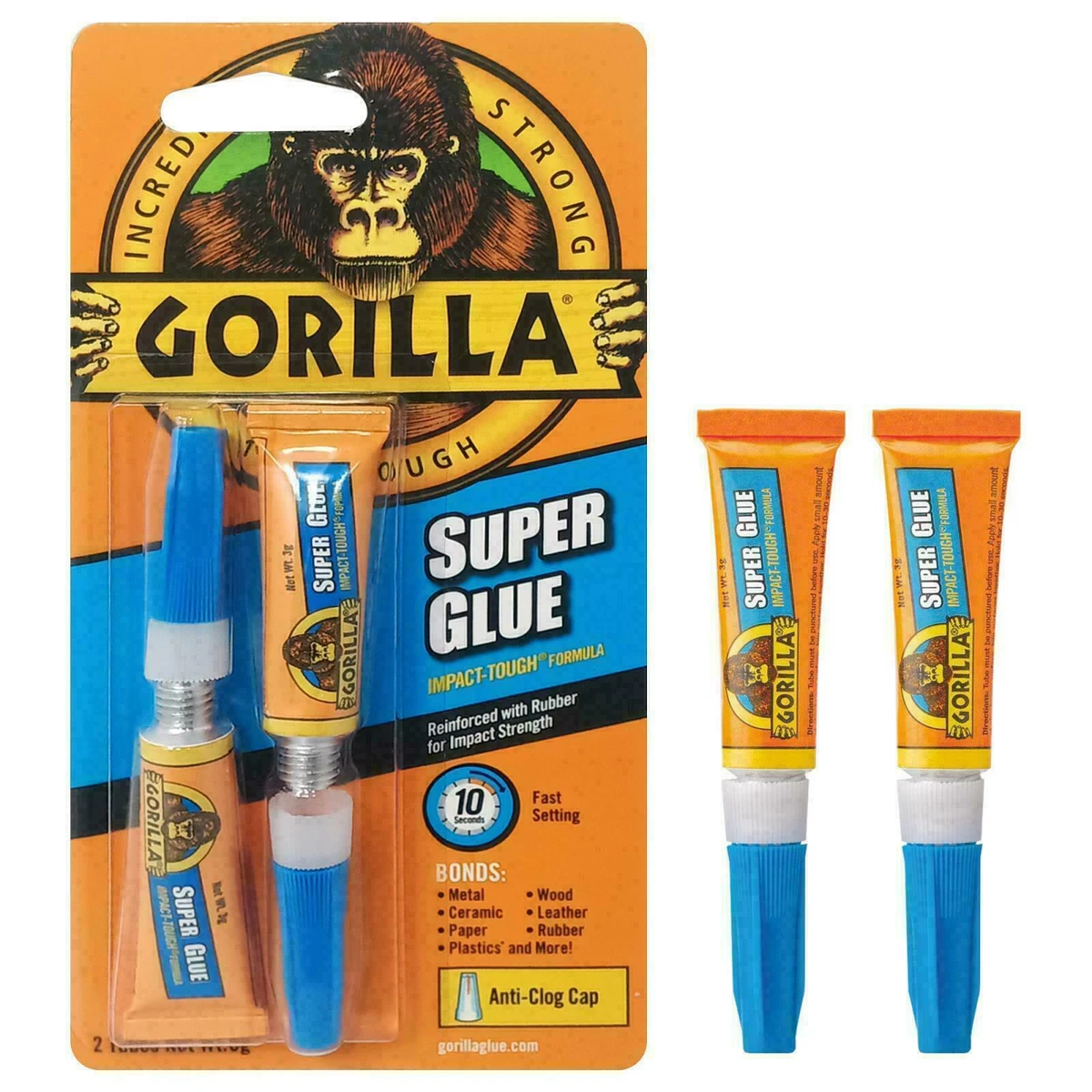 Gorilla Super Glue Gel, Shock Resistant, Quick Dry, Multi-use, 24