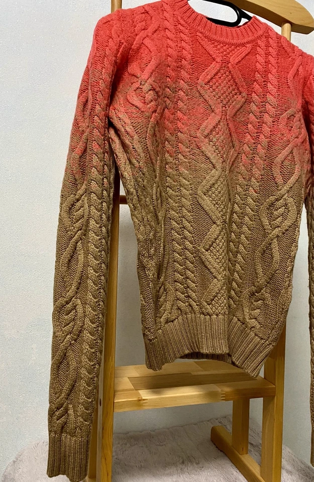 Suéter Ombre Tejido con Cable de Lana Hecho en Italia Dsquared2 Marrón Rojo M S75HA0321 Foto 2 de 4