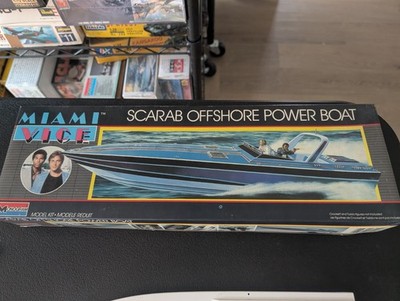 Monogram Miami Vice Scarab Offshore Power Boat OPENED AND UNBUILT 1/36 