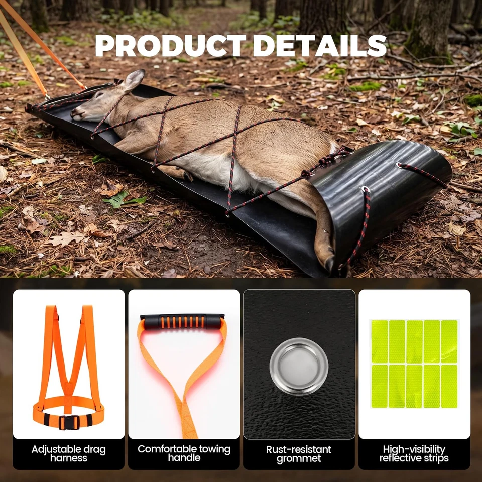 Ideagle Deer Drag Sled 2MM Thickened Game Hauler Heavy Duty Utility Sled - Image 3 of 4