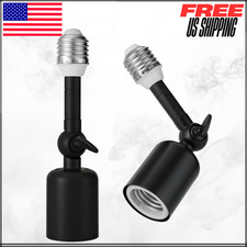Light Socket Heavy Duty Extender 360 E26 E27 Extension Adapter Black 6.7" 2PK