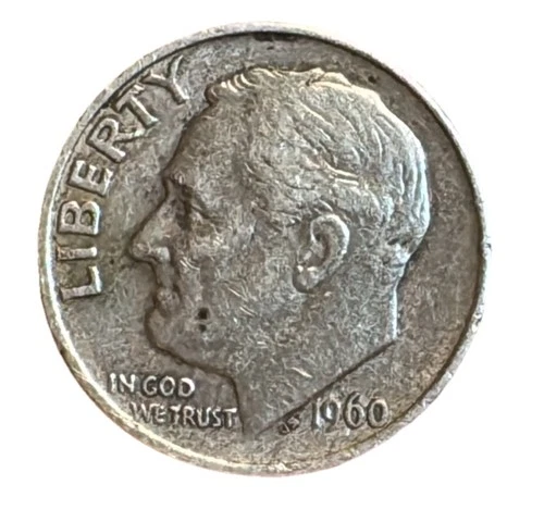 1960-P  ROOSEVELT 90% SILVER DIME  Good CONDITION   90% SILVER