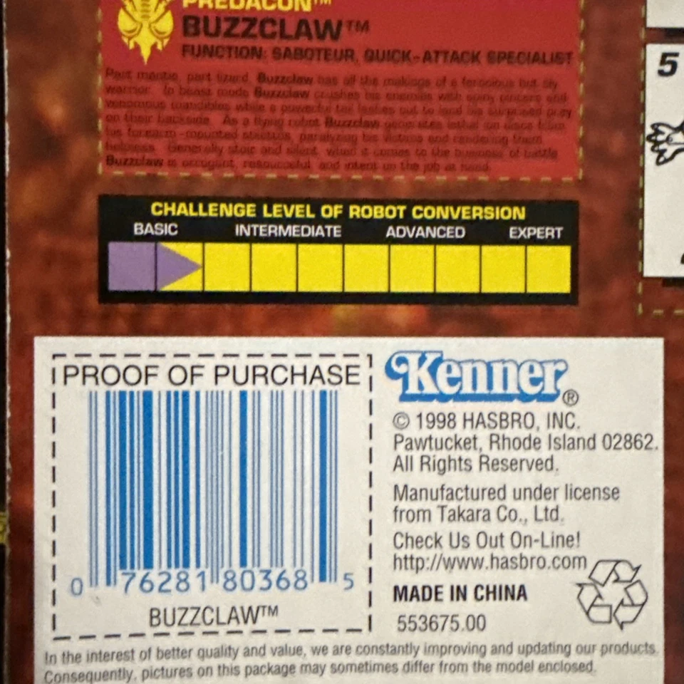 Transformers Beast Wars Fuzors Buzzclaw 1998 de colección ¡nuevo sellado el último! Foto 4 de 4