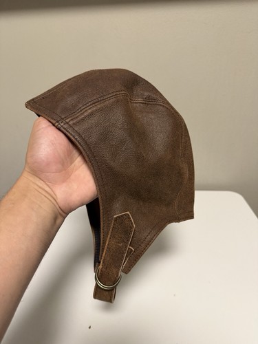 US Wings Leather motorcycle flying helmet Brown Leather Size: L/XL