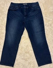 Chicos Size 1 So Slimming Jean Capri Bottoms Dark Wash 31x23 Womens
