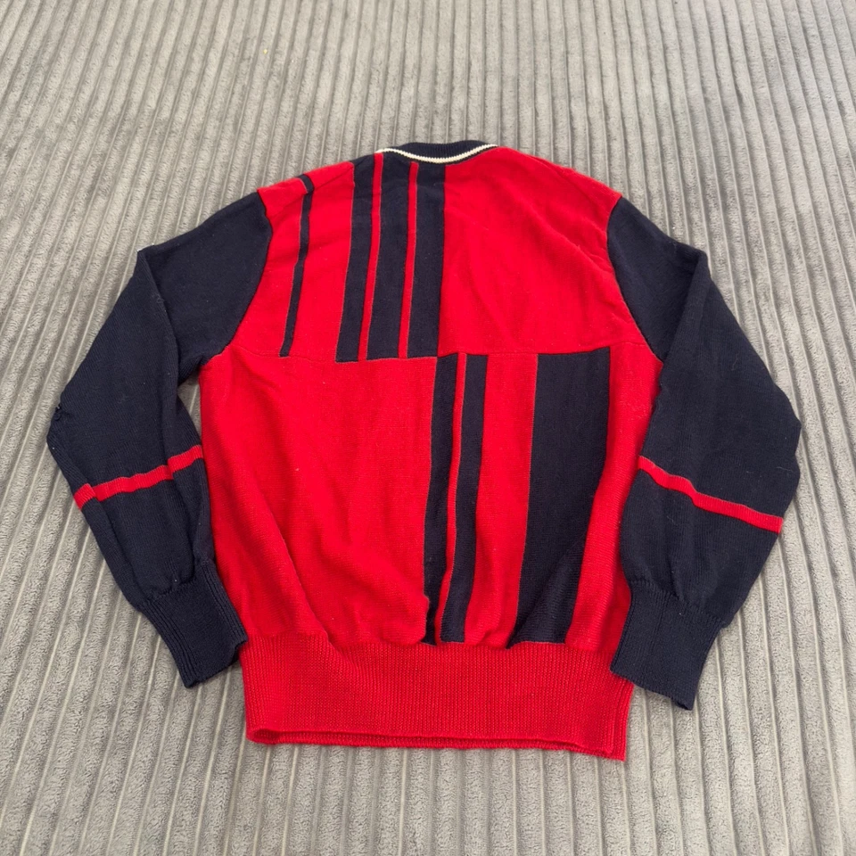 De Colección Suéter Fila Adultos M Rojo Negro Geométrico Manga Larga Cuello en V Años 80 Hecho en Italia Foto 2 de 4