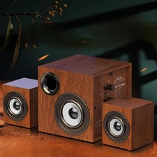 Enceinte PC canal 2.1 avec caisson Bluetooth bois