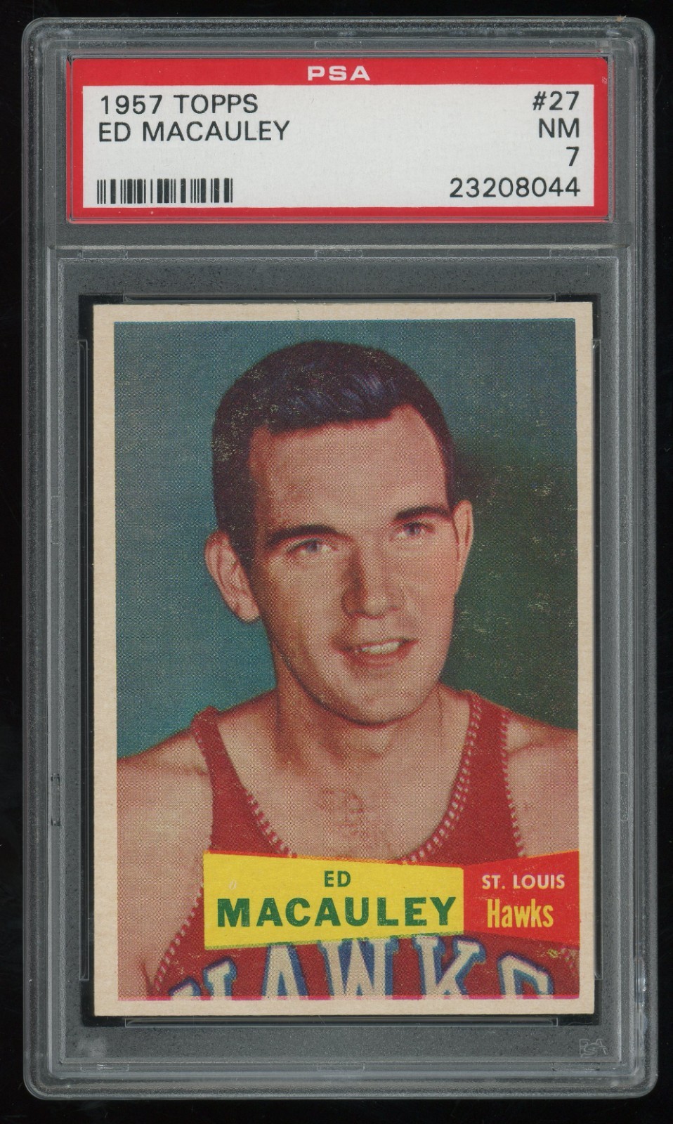 1957-58 Topps Ed Macauley Rookie #27 PSA 7 - St. Louis Hawks - HOF RC