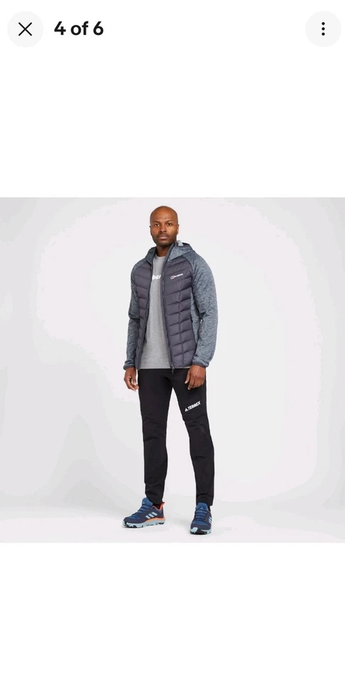 Chaqueta Berghaus Para Hombres Kamloops Híbrida Fl - Capucha Fija Elástica Encuadernada - Gris Talla M Foto 4 de 4