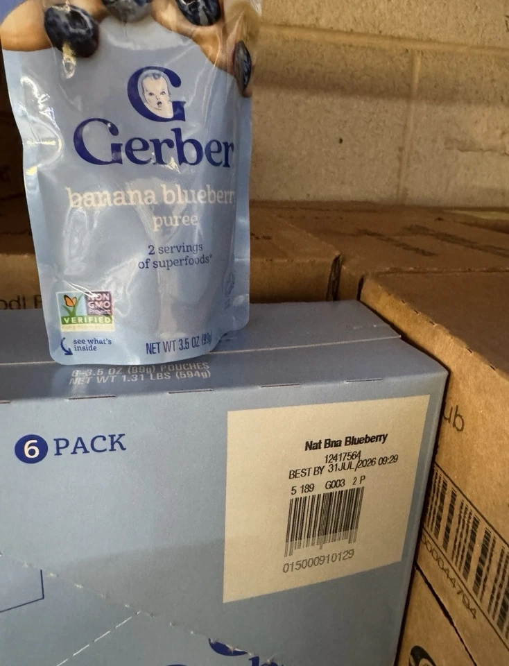 Gerber Banana Blueberry Baby Food Puree 12-Pack 3.5oz Pouches BEST BY 07/31/2026 - Image 3 of 4