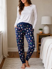 Hanna Andersson Adult Small Christmas Ornament Pajama Pants Organic Cotton