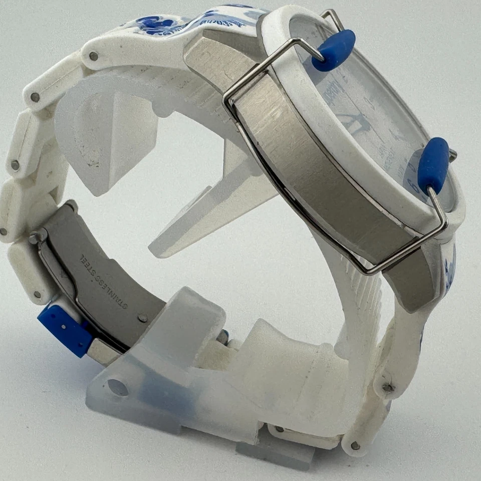 Superdry Reloj Hombre Cuarzo Profesional 100m Plateado Blanco Azul Analógico Batería Nueva Foto 3 de 4