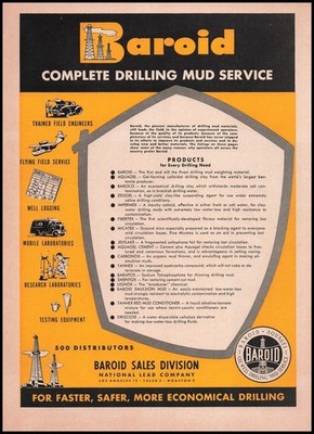 1951 Baroid Sales Division Houston Texas Oil Drilling Mud Service Print Ad