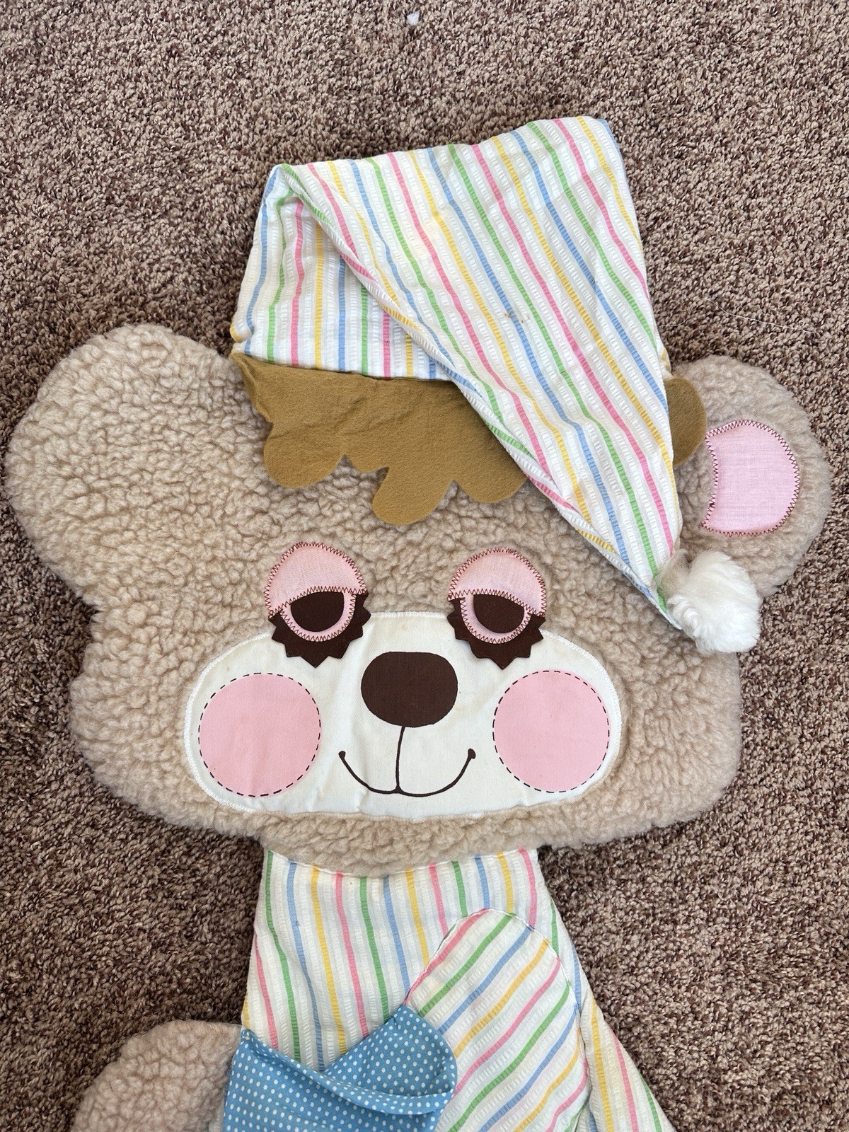 36" Vintage 1982 Teddy Beddy Bear Nursery Crib Bedding Soft Wall Hanging/ GUC