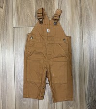 CARHARTT Duck Toddler Bib Overalls Canvas Double Knee Infant Snap Legs 9 MOS