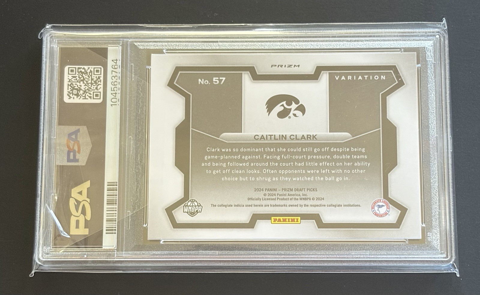 Panini 2024 Prizm Draft Picks Caitlin Clark #57 Silver Prizm RC PSA 9 view 2