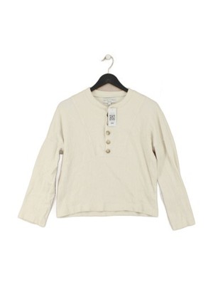 Madewell Damen Top S Creme 100% Baumwolle Langarm Kragen Basic