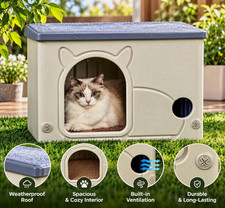 Outdoor Cat House Waterproof Insulated Cozy Shelter for Cats Kittens All Season