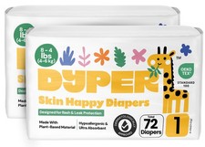 - Pack of 2 Baby Diapers Size 1 72 Count - Leak Proof, Plant Based, Hypoall...