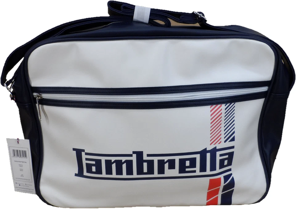 Lambretta Classic Retro White/Navy Messenger Bag - Image 2 of 4