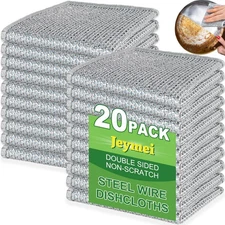 Jeymei 20pcs Non Scratch Wire Dishcloth Multipurpose Wire Dishwashing Rag for...