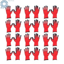 Work Gloves Crinkle Latex 12 Pairs M-Size Large Rubber Coated Safety