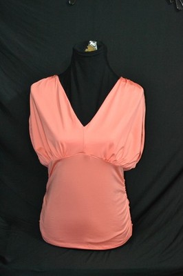 Set Of Two Boston Proper Soft Touch Slinky V Neck Ruched Short Sleeved Tops
