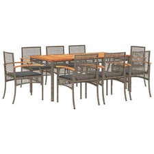 Patio Dining Set with Cushions Outdoor Garden Seating Gray Poly Rattan vidaXL