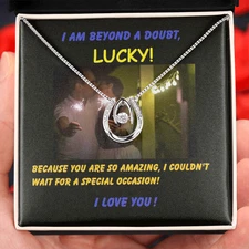 Lucky Pendant Necklace, For Her, Mother, Aunt, Mom on Mother's Day, with Message