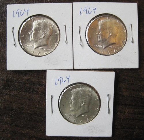 (3) 1964 Kennedy Half Dollars Uncirculated