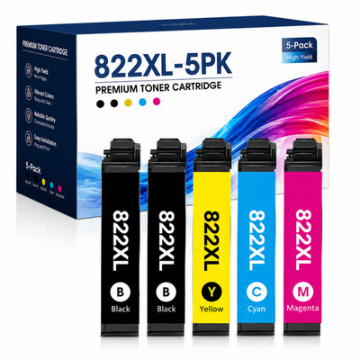 5PK 822XL Cartridges For Epson WF-3820 WF-4820 WF-4833 WF-3823
