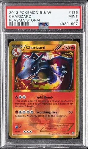 2013 POKEMON BLACK & WHITE PLASMA STORM #136 CHARIZARD PSA 9