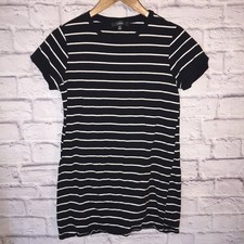 Lulus Dress Women's Black White XS Striped Cotton Blend T-Shirt Mini