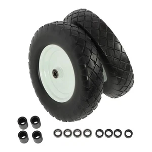 4.80/4.00-8 Flat Free Tire And Wheel -16" Solid Tire 5/8" Axle Bore Hole 2 Pack