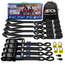 Heavy Duty Ratchet Tie Down Straps W/ Lock, 5200Lbs Breaking Strength 1.6" x 8ft