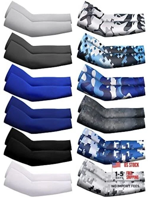 12 Pairs Arm Sleeves for Kids Compression 8-10 Years Classic Colors Stylish