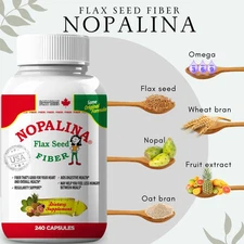 1 XNopalina Flax Seed Fiber Dietary Supplement 240 caps total