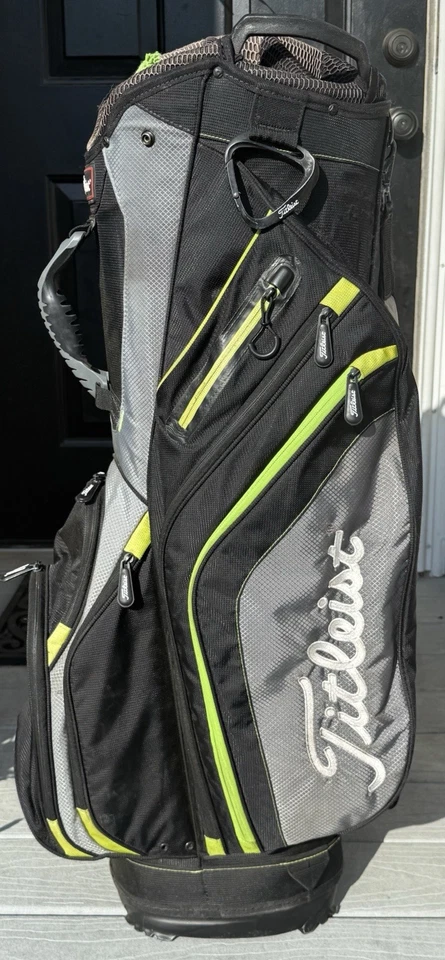 Bolsa de carrito de golf Titleist 14 vías - verde/negro/gris con correa y 8 bolsillos Foto 3 de 4