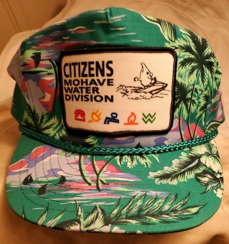 VINTAGE FLORAL PRINT SNAP BACK HAT "CITIZENS MOHAVE WATER DIVISION"