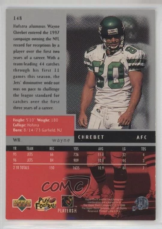 1998 Upper Deck Black Diamond Wayne Chrebet #148 - Image 2 of 2