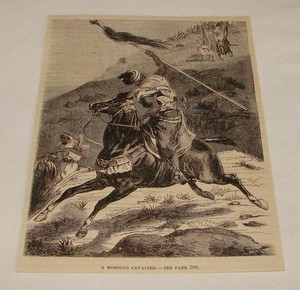 1876 magazine engraving ~ MOROCCO CAVALIER