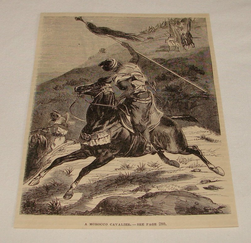 1876 magazine engraving ~ MOROCCO CAVALIER
