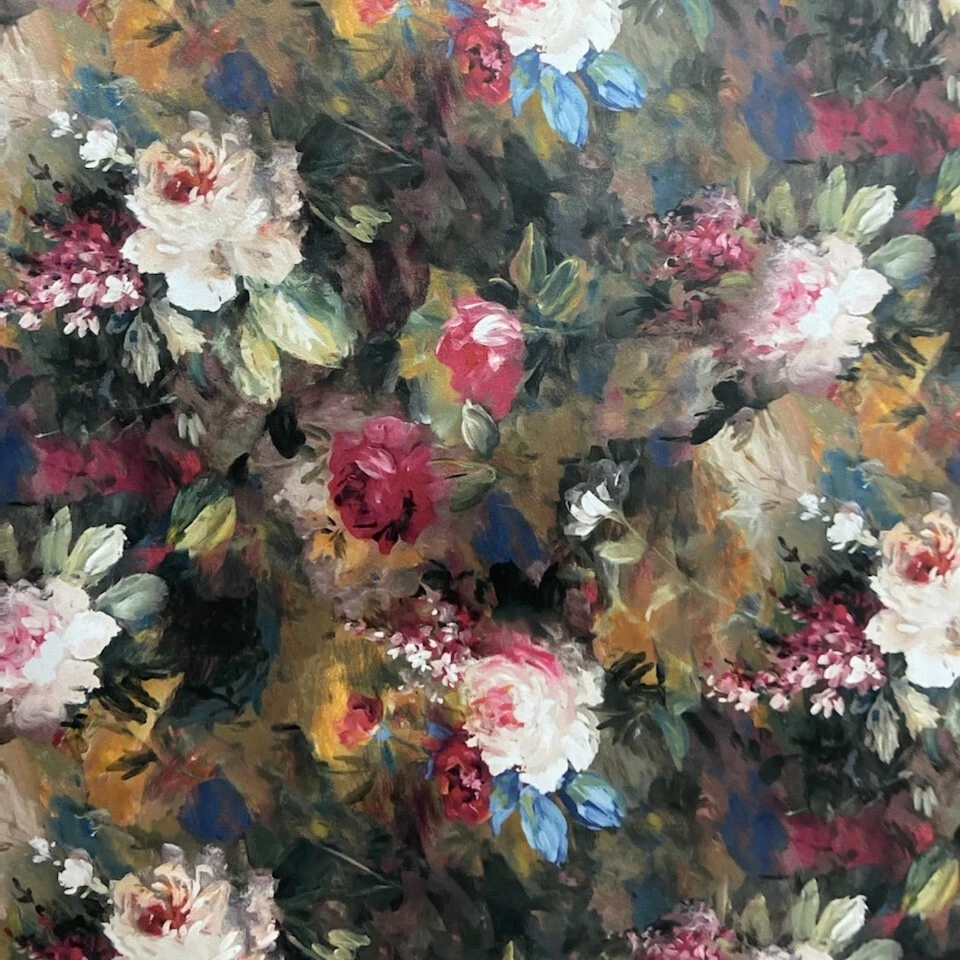 Luxe Velvet Fabric Floral Design Digital Printed Upholstery Chair Fabric by Yard