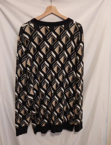 SHAQ Shaquille O'Neal Sweater Men XLT Brown Black Geo Pattern Pullover - Picture 4 of 10