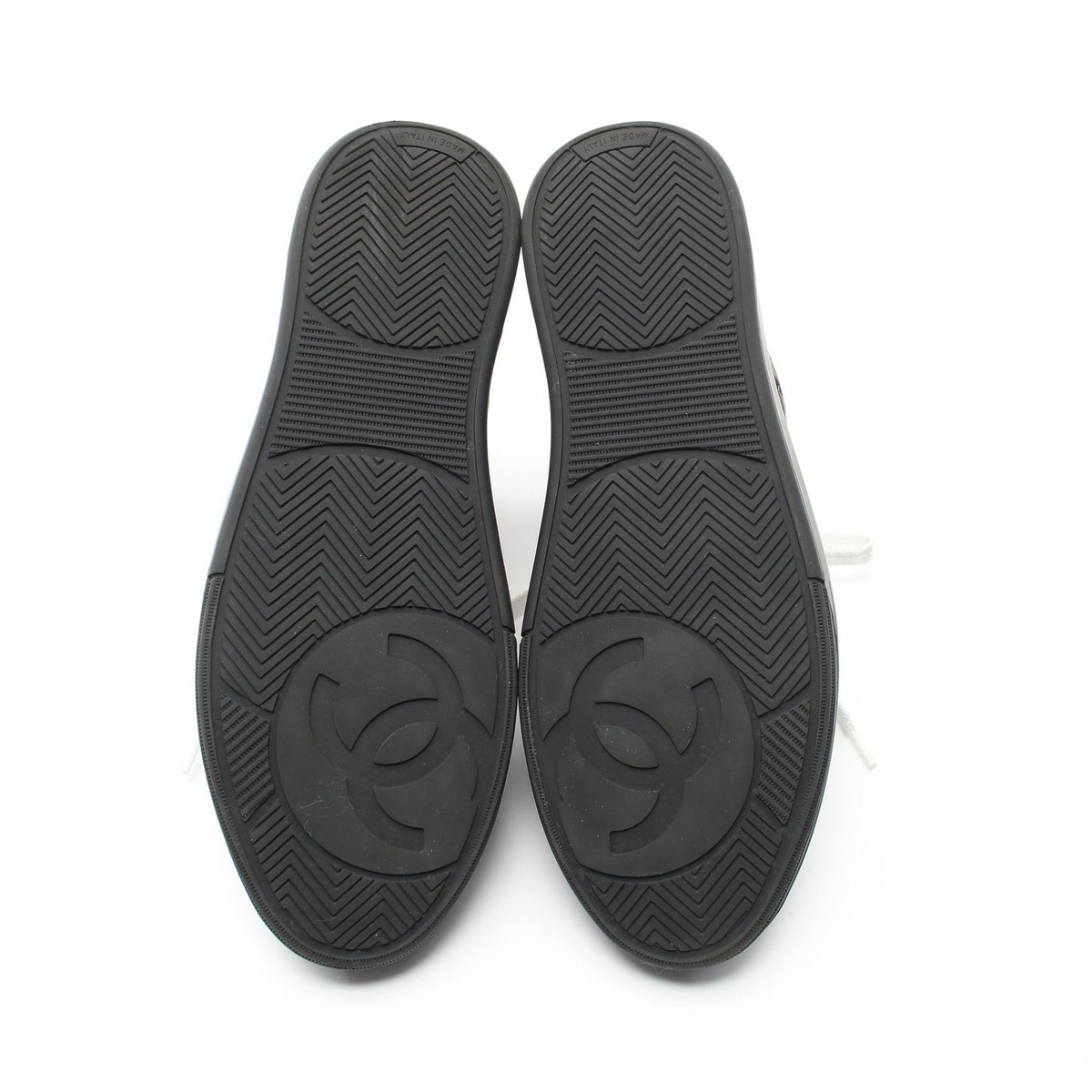 Shoes】CHANEL Coco Mark High Cut Sneakers Leather Black Good