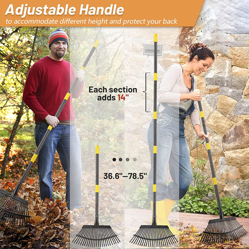  Garten Laurechen Metall verstellbar Rechen Hand und Laub Rasen 18" breit 25" Zinken - Bild 3 von 7