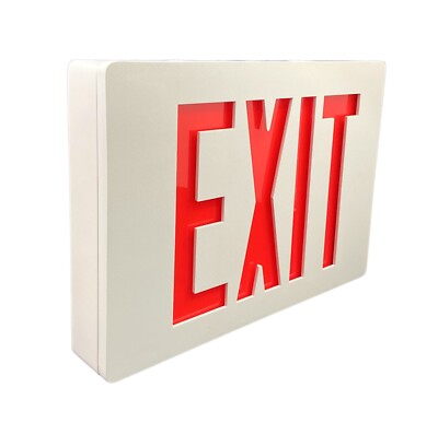 Lithonia Lighting LE S W 1 R Red LED Backlit Exit Sign w/ Arrows, Aluminum Body