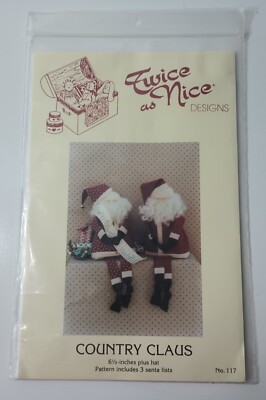 Vintage Folk Art Country Claus Pattern Sewing Twice As Nice Christmas Santa 1990